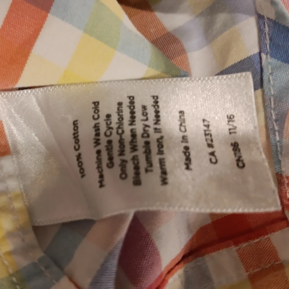 Talbots Yellow Blue Multicolored Plaid Long Sleeve Button Up Shirt Size 3X